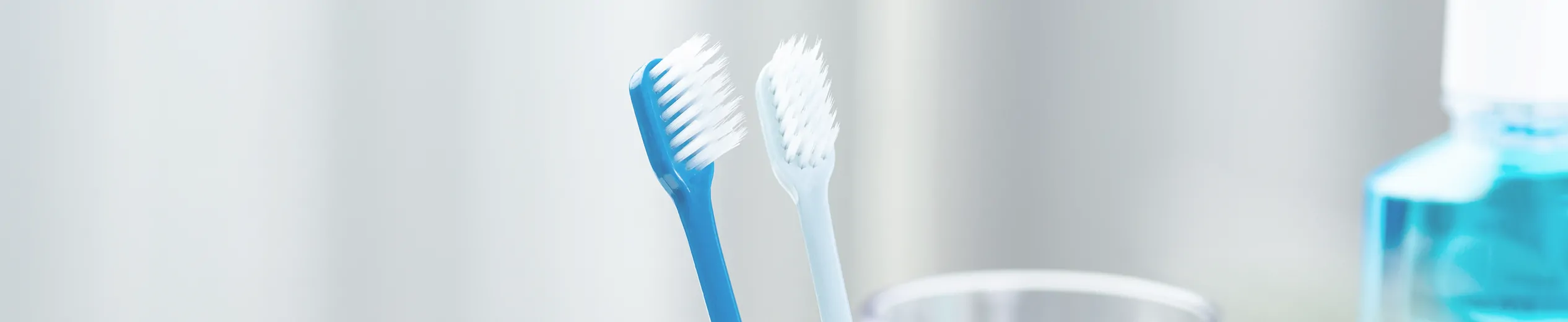 コップに入っている2本の歯ブラシ